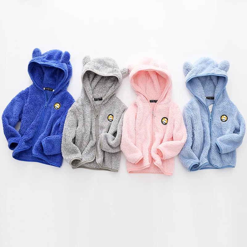 

High Quality new child hooded long sleeve warm and plush coat. Boy Girl jacket. tops