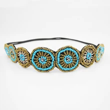 Новые весенние округлые бусины принцесса повязки для волос ручной работы в богемном стиле Hairwrap индивидуальный зеленый восстановление древних повязки на голову