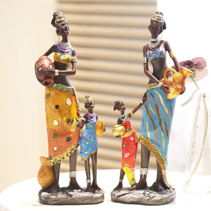 Free shipping fashion African figures ornaments resin decor desktop