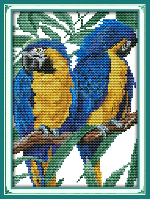 

Blue-headed Parrot Painting Home Decor DIY Needlework Patterns Set Printed Cross-stitch Canvas Counted Cross Stitch Fabric Kits