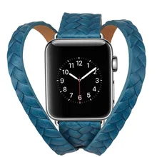 Удлиненная Подлинная Кожаный ремешок Double Tour браслет кожаный ремешок для Apple Watch Series 2 38 мм amd 42 мм женщина