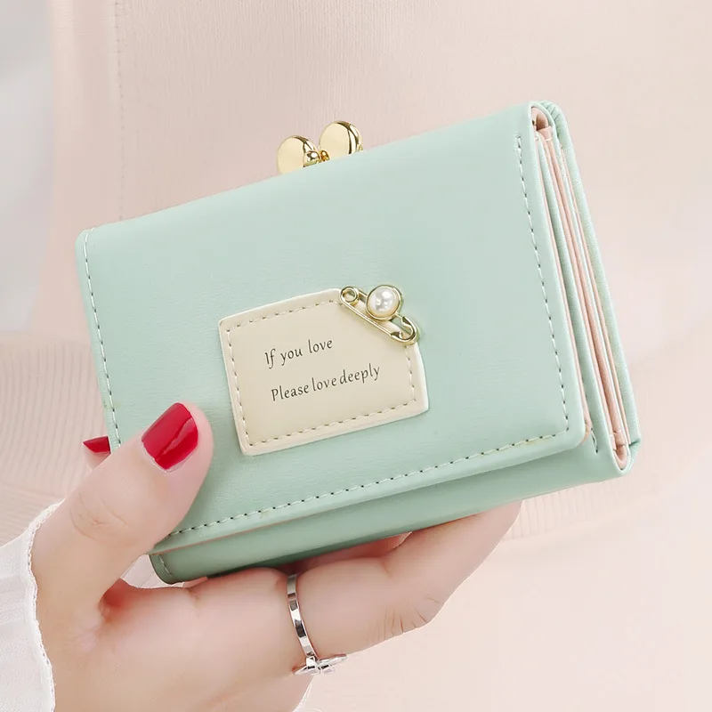 Women wallets Leather Small Brand Mini Women pearl Wallets Purses Female Short Coin Zipper Purse floral Credit Card Holder 422
