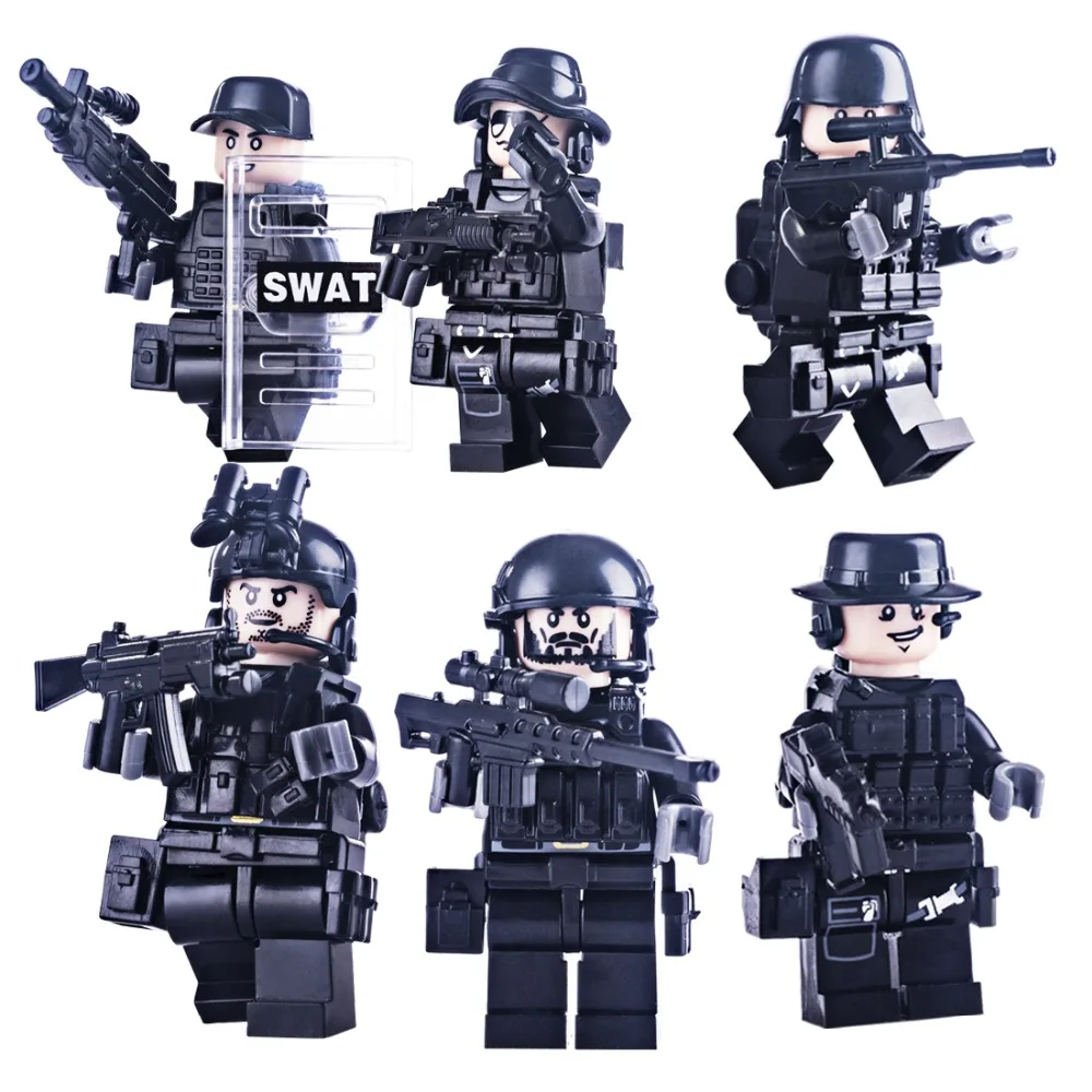 

6Pcs Special Soldier SDU Multiple Weapons World War II Military Building Block Doll Assembly Support Most of Major Brick Brands