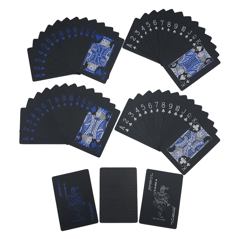High Quality Red&Blue Smooth Waterproof Black Plastic Playing Cards Texas Hold'em Poker Cards Baccarat Board Games 2.48*3.46inch