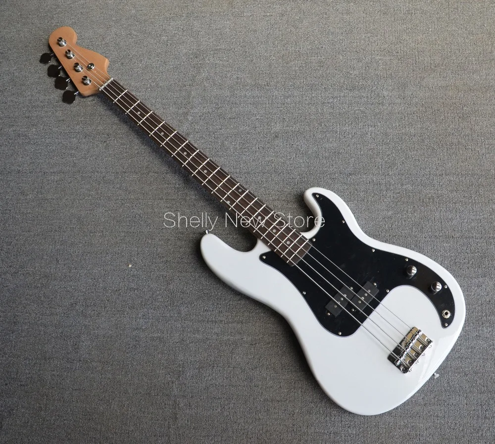 

Shelly New store factory custom white 4 strings P bass precision 20 frets black pickguard chrome tuners electric bass guitar