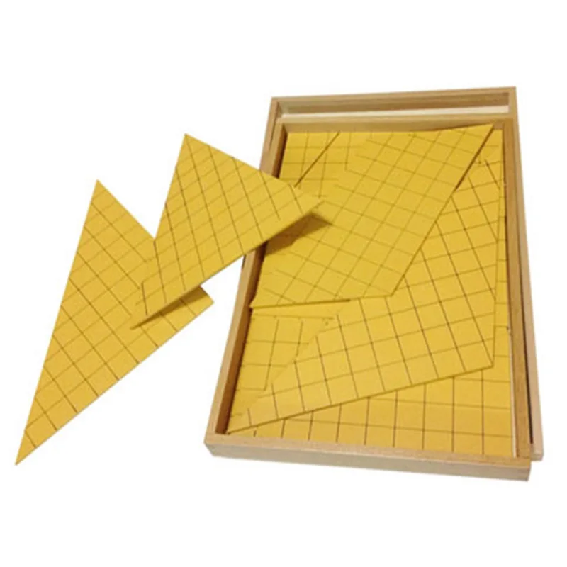  Montessori Kids Toy Baby Wood Yellow Triangles for Area Learning Educational Preschool Training Bri