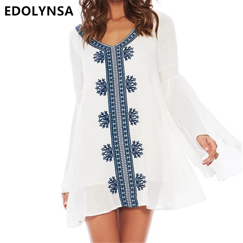 

New Arrivals Embroidery Pareo Beach Dress Sexy Swimsuit Cover up Rayon Swimwear Ladies Robe de Plage Saida de Praia #Q117