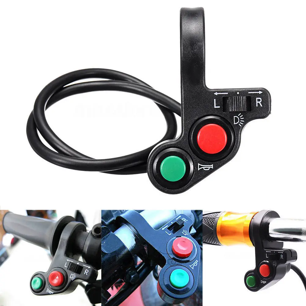

BJGLOBAL DC12V 7/8" Universal Motorcycle Handlebar Switch Engine Electric Start Horn Light Push Button 7 Pin Connection