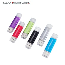 Wansenda металла OTG USB флеш-накопители pendrives 4 ГБ 8 ГБ 16 ГБ 32 ГБ 64 ГБ 128 ГБ двойной usb stick внешний для смартфона/pc накопитель