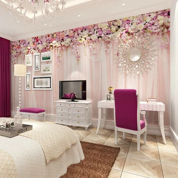

Wholesale 3d wall photo mural for wedding room cloth curtain wallpaper sofa background 3d wall murals flower fresco bedding room