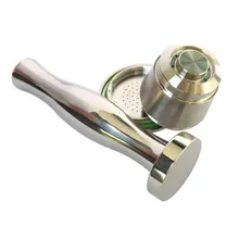 Neue Edelstahl Metall Kapsel Nachfüllbare Wiederverwendbare für Nespresso Maschine + Flache Basis Kaffee Tamper Set Freies Verschiffen