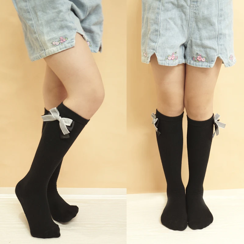 1 пара Детские хлопковые Гольфы с бантом|white school socks|knee high socks babyschool white |