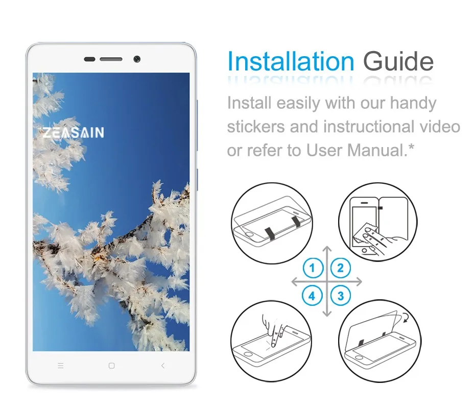Original ZEASAIN 9H Premium Tempered Glass Film Screen Protector For Xiaomi Redmi 3 redmi3 HD Clear Anti-Scratch Protective Film (6)