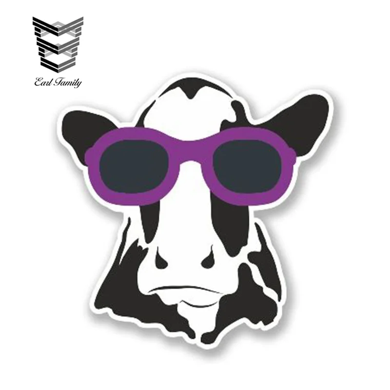 

EARLFAMILY 13cm x 12cm Car Sticker Cool Cow Head Decal Funny Car Styling Cartoon Animal Vinyl Graphic Waterproof Stickers