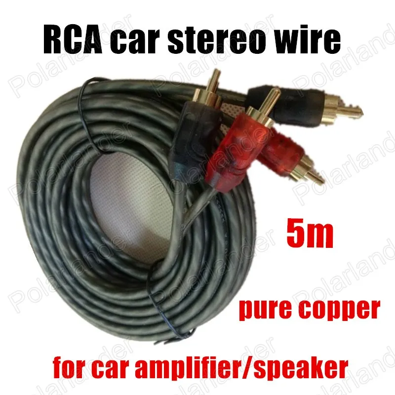 Free shipping green 5 meters Cable Car Audio Speaker wire stereo cable pure copper for car amplifier speaker RCA to | Автомобили и