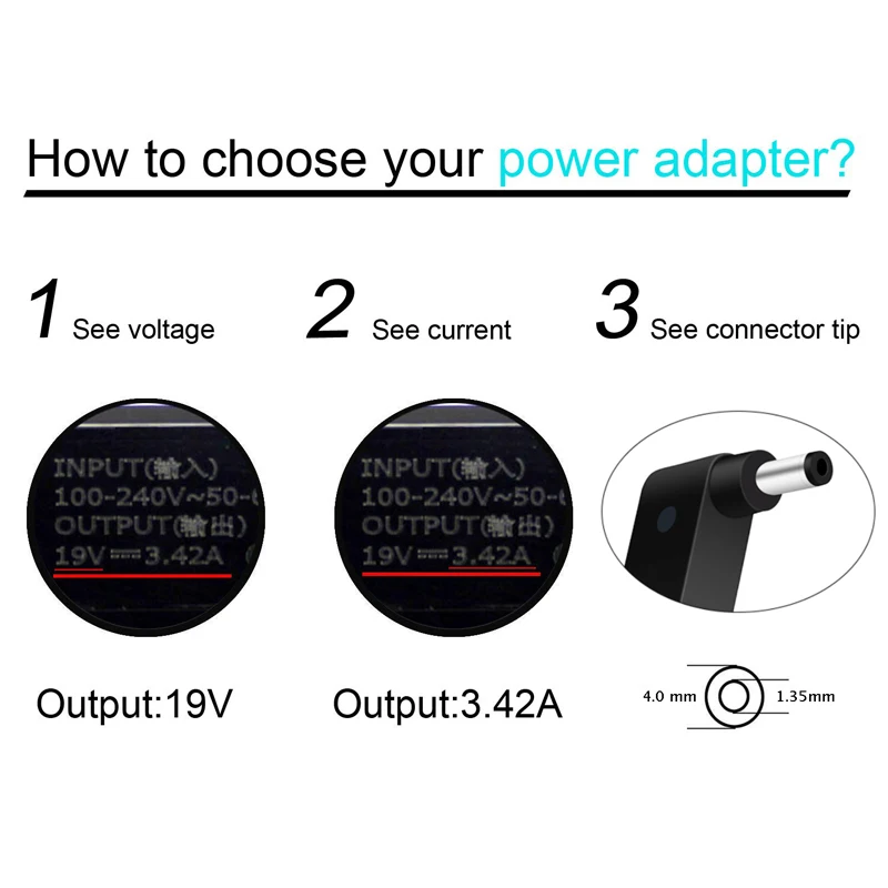 19V 3.42A 65 Вт 4,0*1,35 мм ADP-65AW Мощность ноутбук адаптер переменного тока Зарядное устройство для ASUS K553ma X553m Vivobook X201 Zenbook UX303lb UX305ca UX301