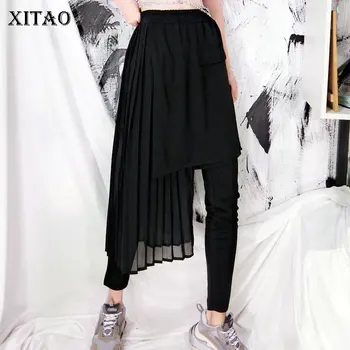 

XITAO Chiffon Lace Sheath Leggings Women Korea Fashion New Thin False Two Piece Irregular Wild Joker Elegant 2019 ZLL4242
