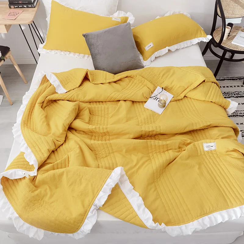 

Washable Cotton Air Condition Solid Summer Quilt Breathable Bedding Blankets for Adults Children Bed Covers Summer Air Comforter