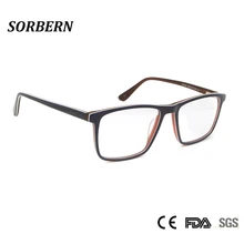 SORBERN ацетатные оправы для очков для мужчин, квадратные оптические оправы, металлические очки в винтажном стиле, унисекс очки для близорукости