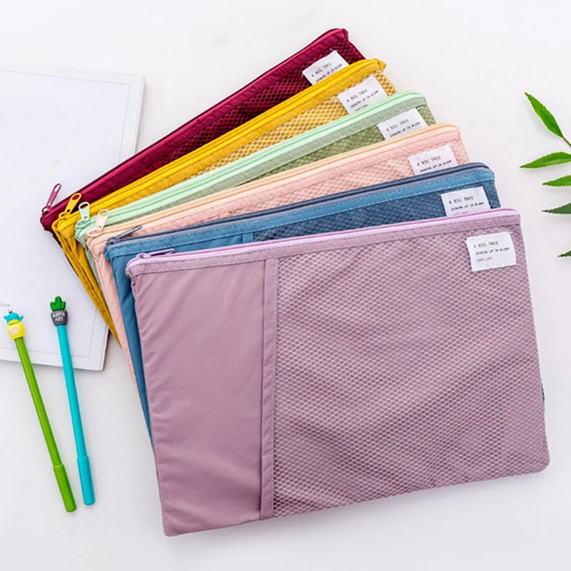 

Foldable Folder Bag A4 Pack Portable Pocket Paper Folder Office Learning Multifunction A4 Grid Foldable File Bag