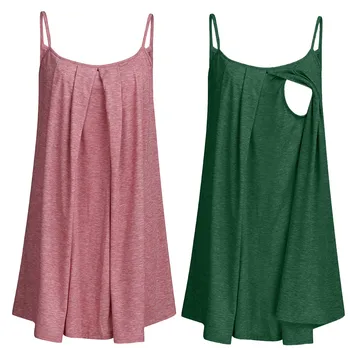 

Maternity Clothes Women Breastfeeding Nusing Sleeveless Ruffles Straps Solid Tops Robe Grossesse Summer Dress Plus Size S-3XL