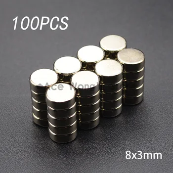 

100pcs Neodymium 8mm X 3mm Disc Mini Rare Earth N50 Strong Magnets Craft Models Circular magnet Permanent magnet