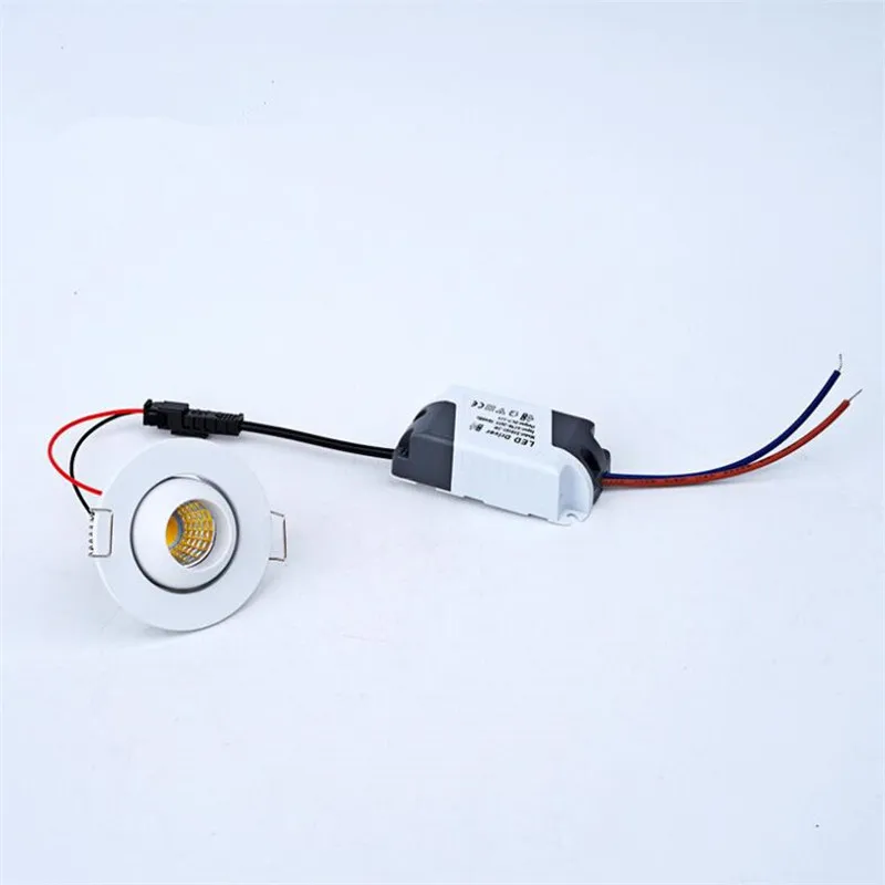 

110V 220V 3W LED ceiling lamp LED spot light embed mini dimmable COB LED downlight D52mm Hole 45mm white,black Including driver