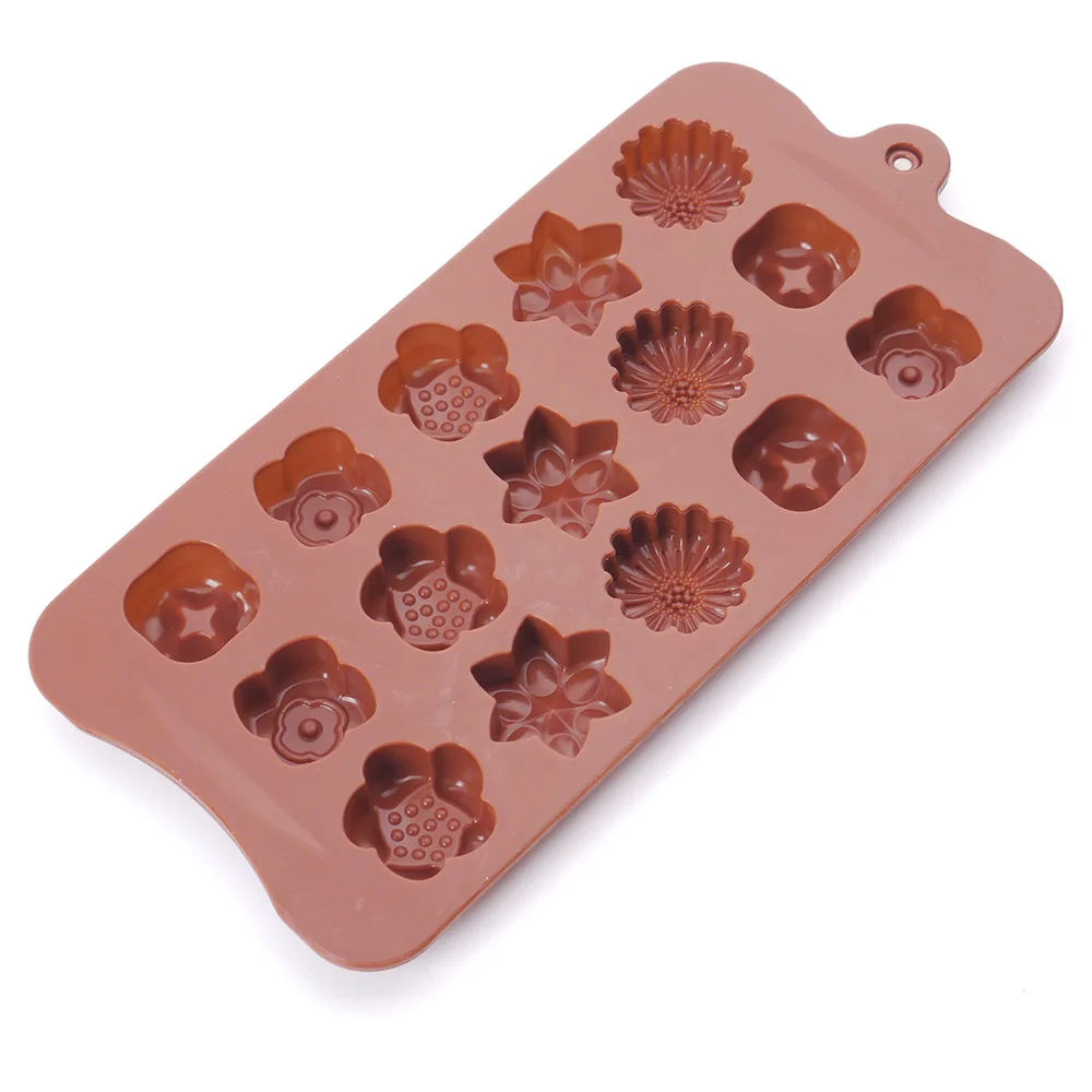 

15-Cavity Silicone Flower Rose Chocolate Cake Soap Mold Ice Baking Tray Moulds