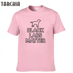Tarchia Новое поступление Мода футболка черный лабораторий материи Футболки-топы из хлопка мужские с коротким рукавом мальчик свободного