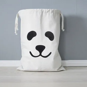 

Panda Dog Letter Printed Canvas Storage Bag Convenient Canvas Bag Living Room Folding Organization Kids Toy Home Storage Bags