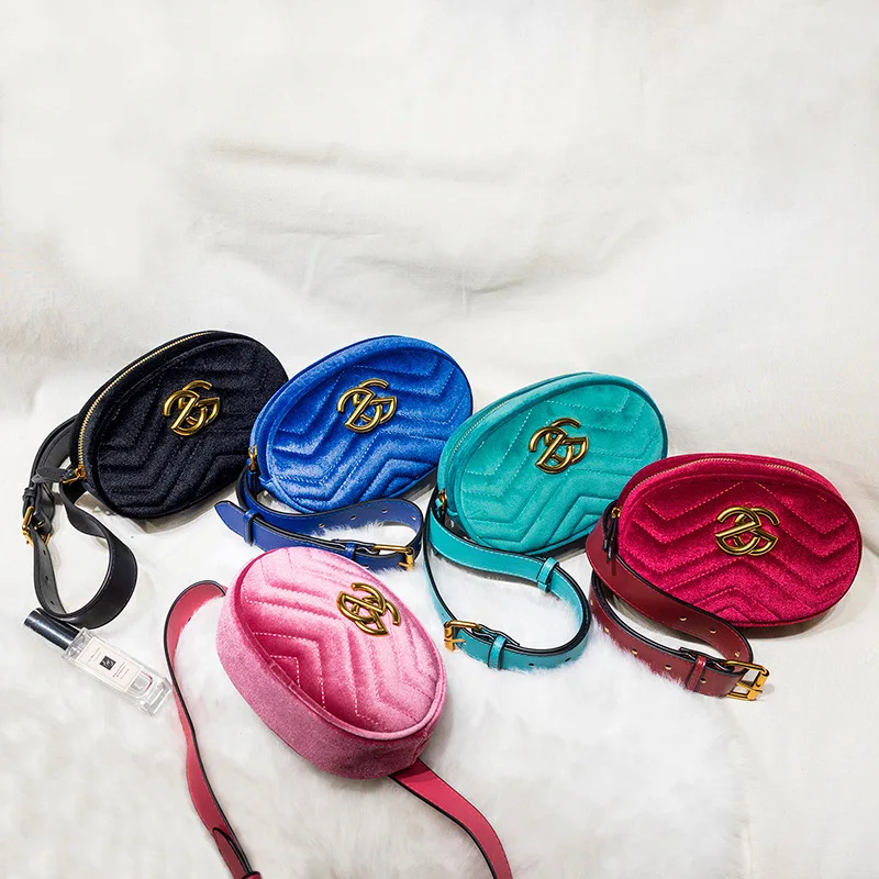 

Velvet Waist Bag for Women 2018 quilted Packs Belt bag Luxury famous Brand spain PU Leather Chest Handbag sac a main