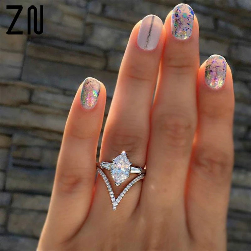 

ZN New Women Fashion Zircon Ring For Women Engagement Ring Jewelry Women Ring Size 6-10