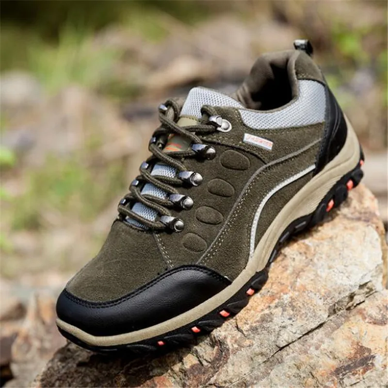  2019 2018 Men Leather Outdoor Hiking Sneakers Male Shoes Adult Non-Slip Casual Military Army Shoes 