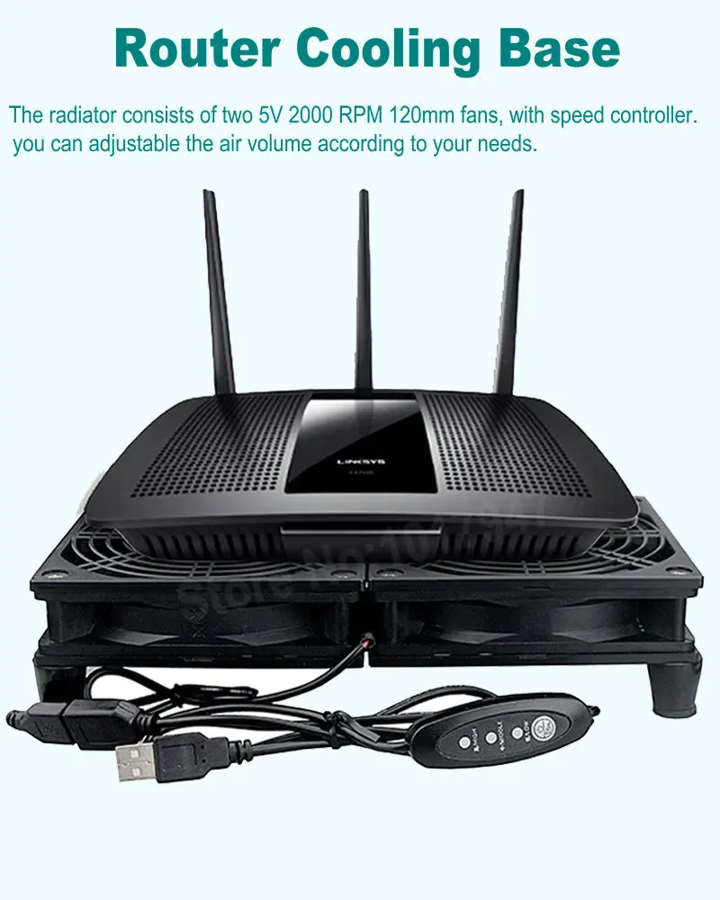 Wireless TV Box Router Cooling Fan Base Speed Controller Silent DC 5V USB 120mm 240mm Dual Cooler 12CM W/Screws Protective Net