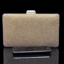 2016 New Fashion Elegant Ladies Clutch Handmade Rhinestone Diamond Bride Bag Bling Banquet Bag for Party with Shoulder Chain