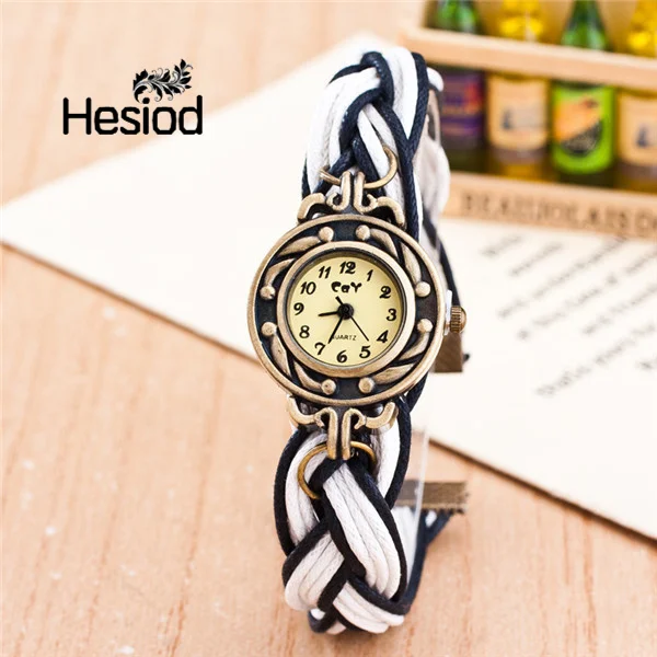 

Hesiod Vintage Twist Leather Bracelet Watches for Women Ladies Dress Casual Quartz Wristwatch Colorful