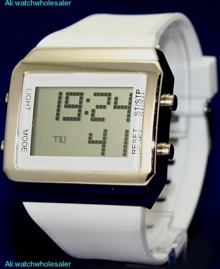 DW365B Rectangular PNP Shiny Silver Watchcase Chronograph Boy Girl Digital Watch