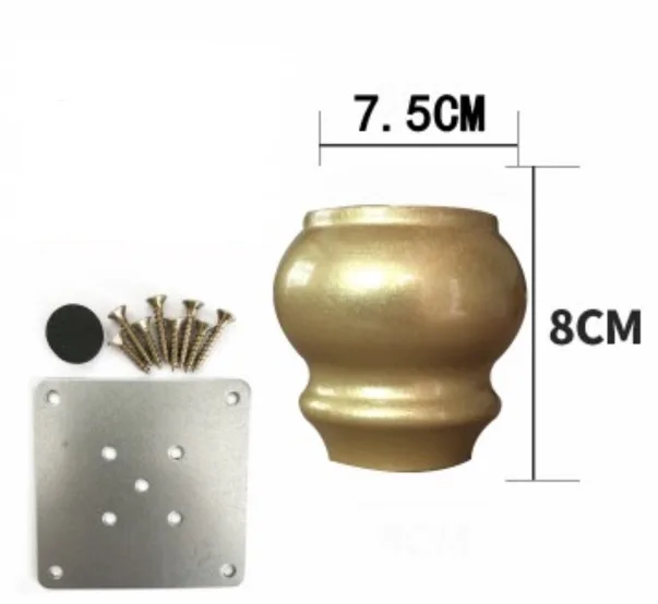 

4Pieces/Lot H:8CM European American Imitation Gold Solid Wood Sofa Cabinet Feet Gourd Leg