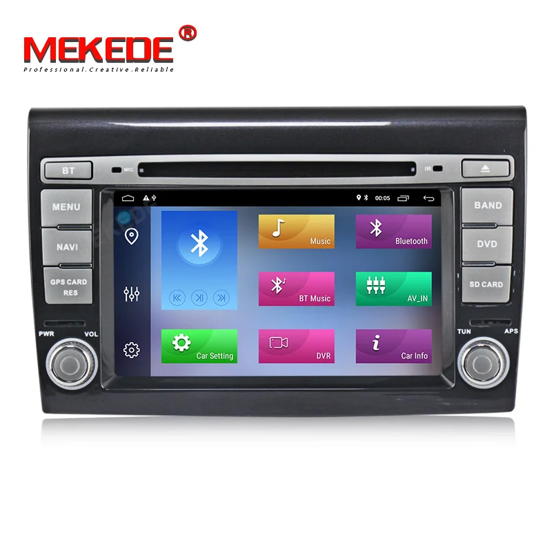 Best MEKEDE HD 2G RAM Car Multimedia Player Android 9.1 GPS 2 Din Stereo System For Fiat/Bravo 2007-2012 Radio am fm Wifi USB 1