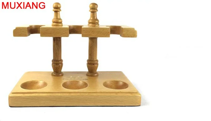 2 upright wooden 3 pipe racks