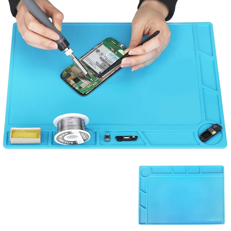 Silicone Heat Resistant Work Pad Mat Multi-function Soldering Station Insulated