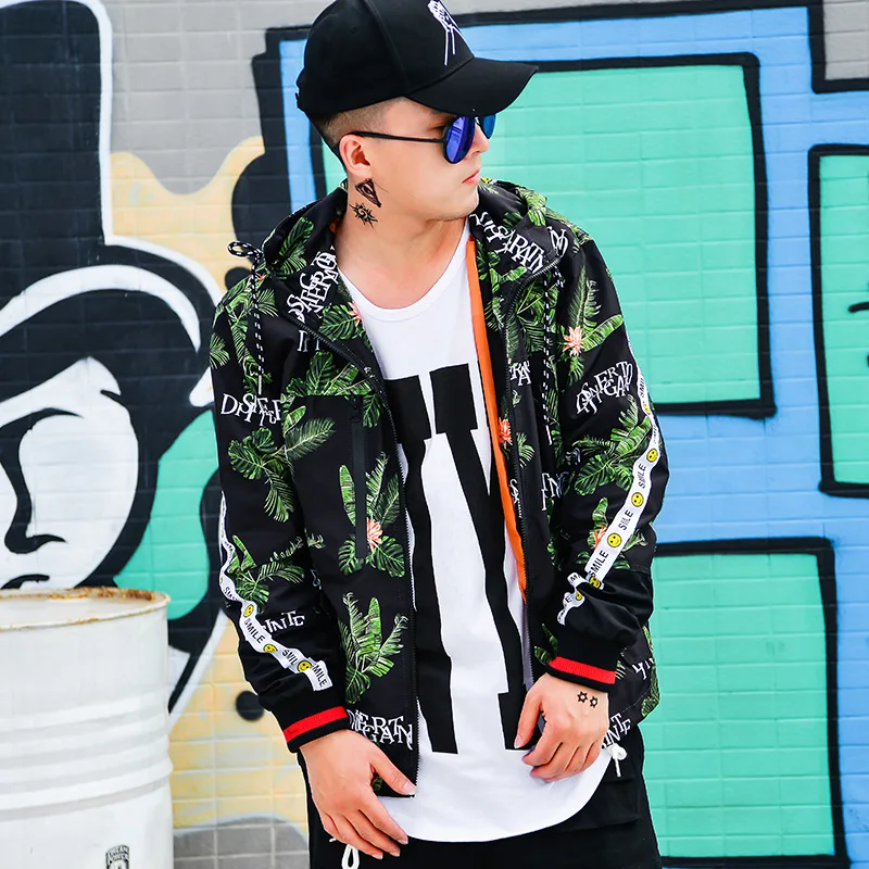 Men Hip Hop Leaf Printed Jacket Windbreaker 2019 Spring Mens Harajuku Hooded Jackets Streetwear Hoodie Jacket Coat Clothes WG170 Men Hip Hop Leaf Printed Jacket Windbreaker 2019 Spring Mens Harajuku Hooded Jackets Streetwear Hoodie Jacket Coat Clothes WG170
