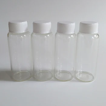 

30pcs/lot 25ml Transparent glass bottle with White lid empty cute clear wish bottle glass vials Candy Decoration Crafts