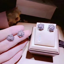 BM модные 925 пробы, серебряные серьги-гвоздики с кристаллами, цирконием, розой, Камелия, женские свадебные элегантные ювелирные изделия