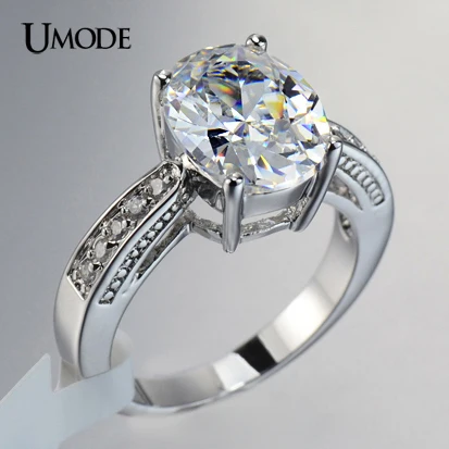 UMODE Big Oval-cut 5ct Egg Shaped Cubic Zirconia Cubic Zirconia Finger Ring UR0004