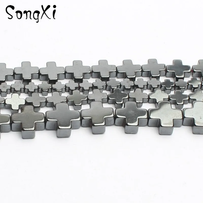 

Natural Stone Bead Cross Hematite Loose Spacer Beads for Jewelry Making Diy Necklace Bracelet 15'' 4x4mm 6x6mm 8x8mm 10x10mm