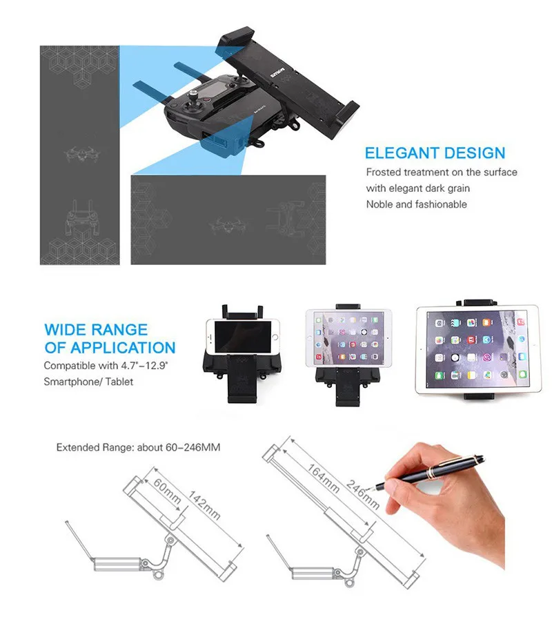 5.5 7.9 9.7 inch Tablet Phone Holder Extended Bracket with Filter storage box bag for DJI Spark  MAVIC Pro Air mavic 2 zoom pro drone 1 (2)