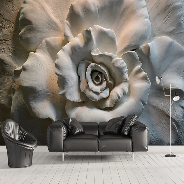 custom mural wall papers 3d stereo relief rose flowers abstract art