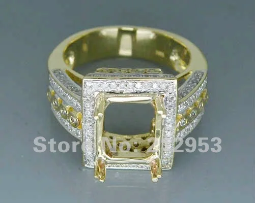 

Diamond Jewelry Setting Ring Emerald Cut 6x8mm Solid 14kt Yellow Gold 0.95Ct Engagement Semi Mount Ring Wholesale
