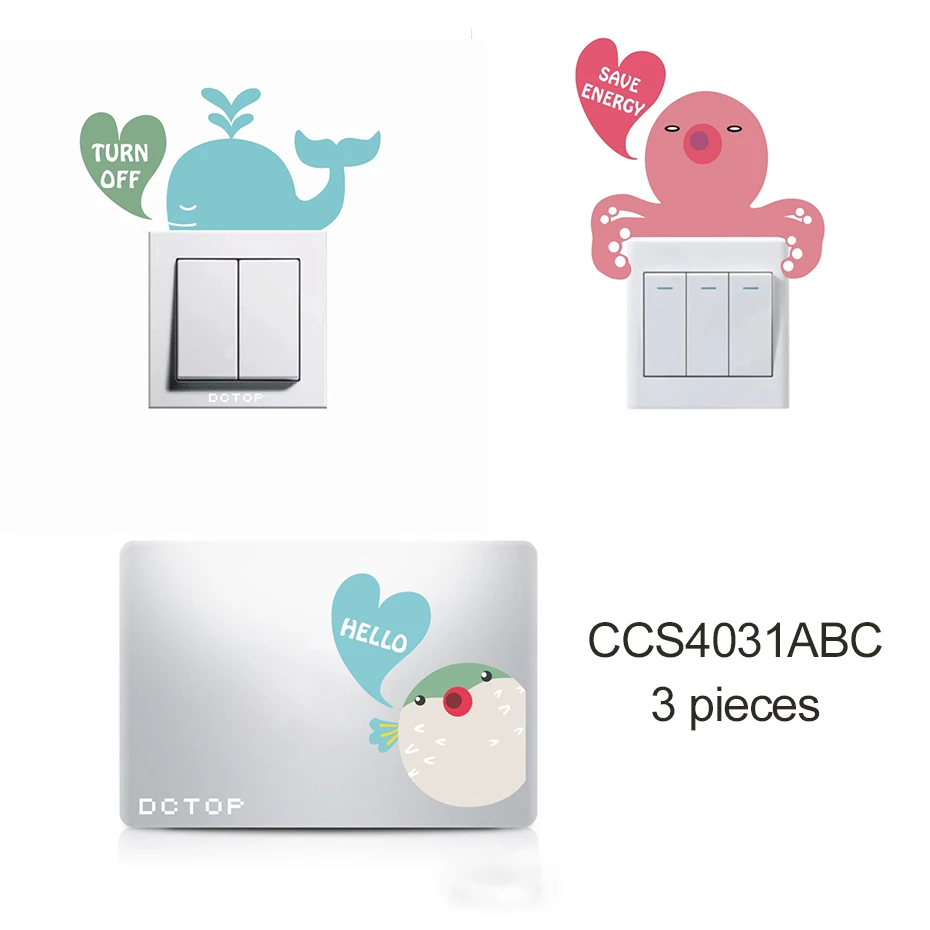 

Cartoon 3 Sets Switch Plate Wall Sticker Light Switch Laptop Door Decoration Simple Cute Decal Murals For Everywhere Home Decor